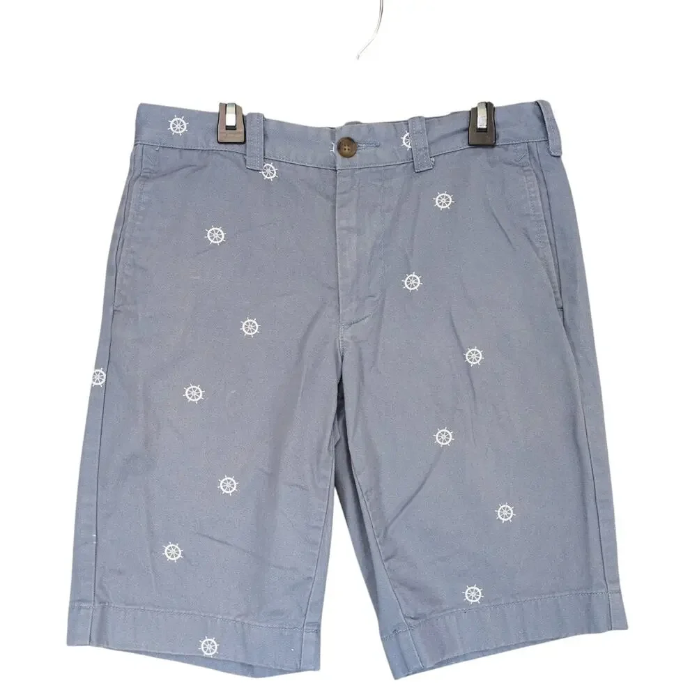 J Crew‎ Rivington Men's 29x10.5 Chino Shorts, Blue Nautical Slim Fit Preppy